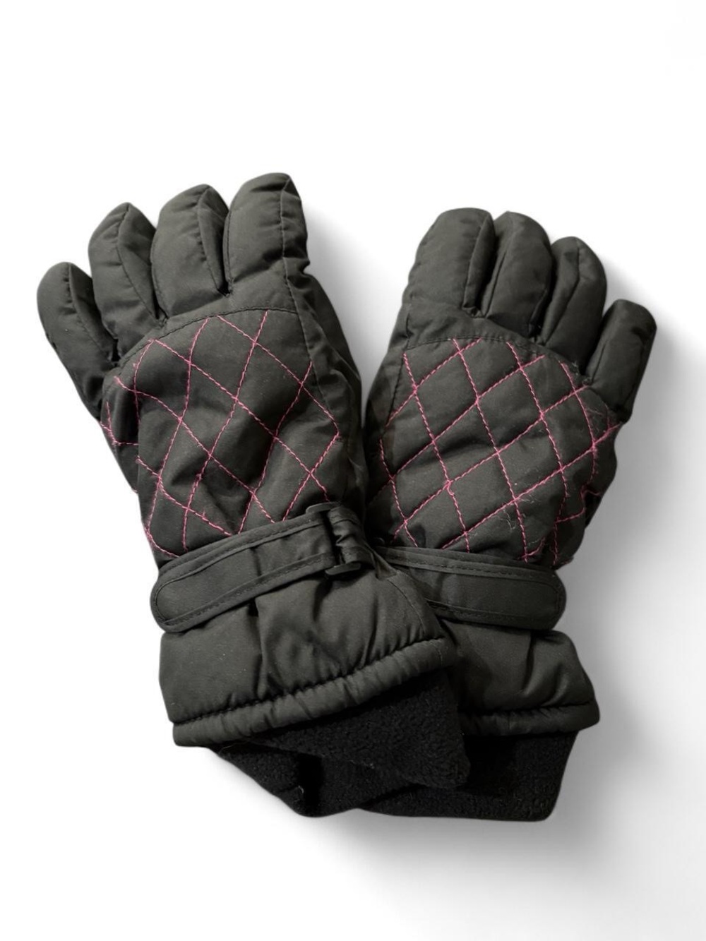 3M Thinsulate Black Quilted Gloves with Pink Stitching